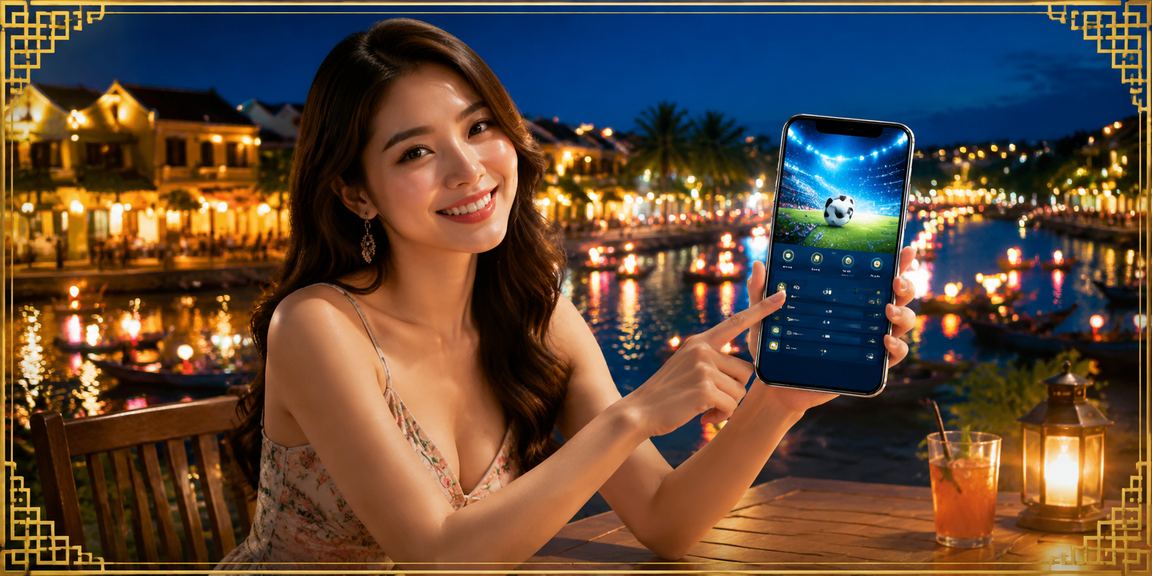 Người chơi tại Hội An thưởng thức cà phê và theo dõi cá cược thể thao trên điện thoại
